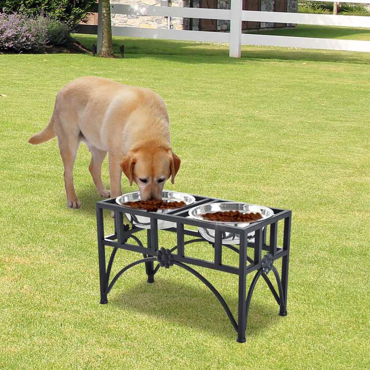 PawHut 22” Double Stainless Steel Heavy Duty Dog Food Bowl Pet Elevated Feeder & Reviews Wayfair